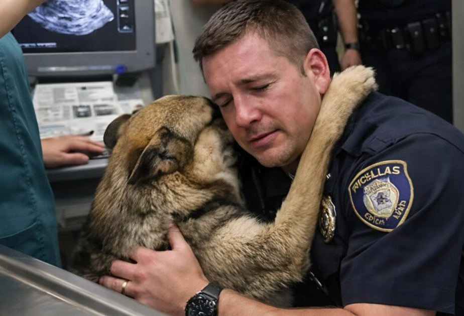A police officer bent down and hugged his service dog while the veterinarian prepared the final injection. But at the very last moment, the dog did something that sent a chill down the spines of everyone present.