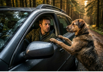 He stopped for a dog on a dark forest road… and discovered a silent plea that led him to save a stranger – and himself.